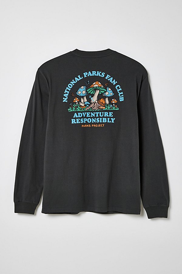 Parks Project Uo Exclusive National Parks Fan Club Long Sleeve Tee In Washed Black, Men's At Urban Outfitters