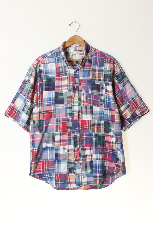 Vintage Patchwork Madras Short Sleeve Button Down Shirt | Urban Outfitters