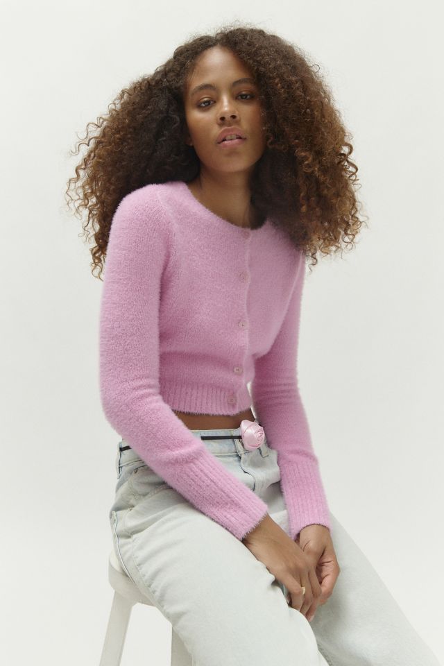 Chunky Knit Cardigan - Pink  Urbankissed - Sustainable Marketplace