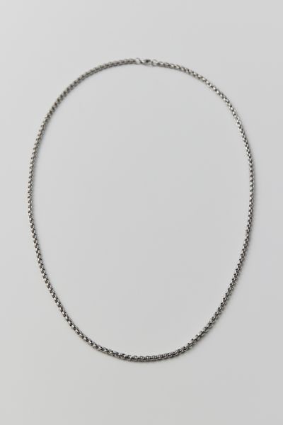 Urban Outfitters Box Chain 28" Necklace In Silver, Men's At