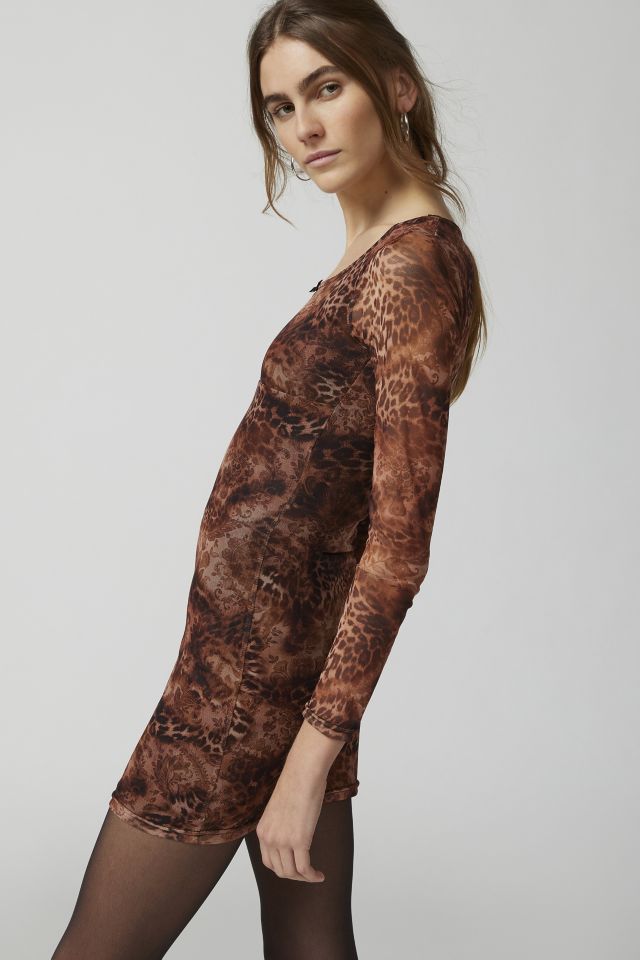 Daisy Street Leopard Mesh Mini Dress #3