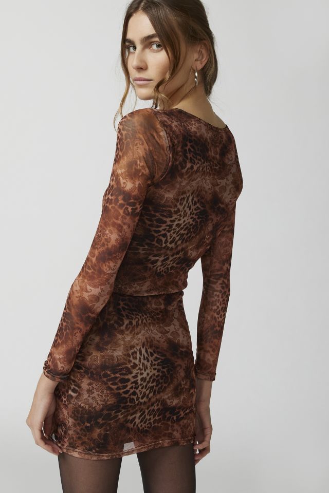 Daisy Street Leopard Mesh Mini Dress #4