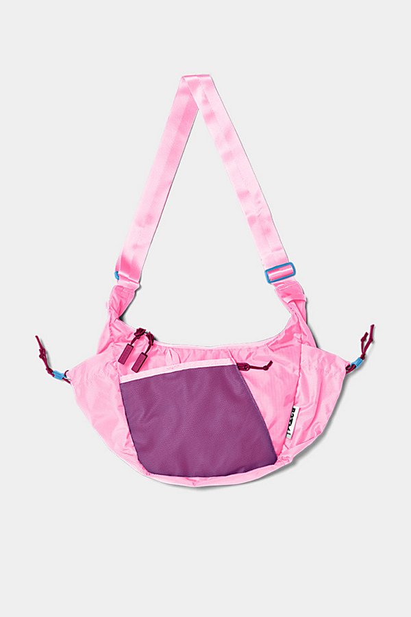 Baboon To The Moon Crescent Crossbody Bag In Flamingo Pink