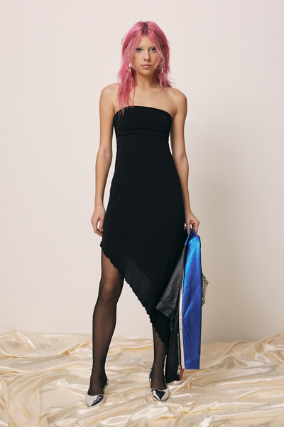Urban Outfitters Uo Y2k Asymmetrical Midi Dress In Black | ModeSens