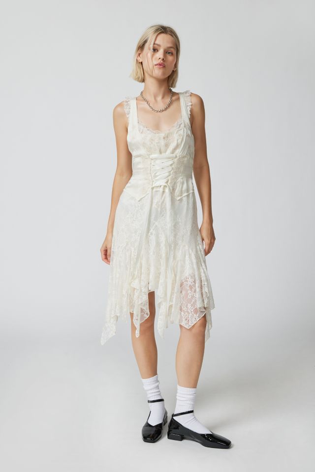 UO Eliza Lace Corset Midi Dress