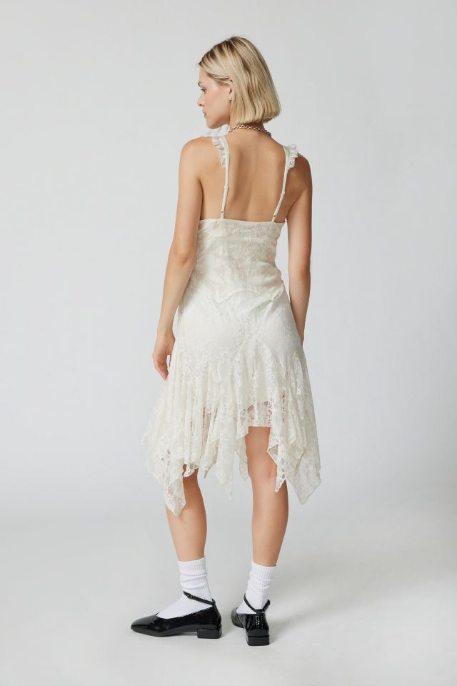 Out From Under Alessia Sheer Lace Midi Dress In Ivory,at Urban Outfitters  in White