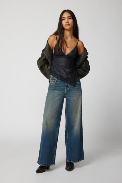 True Religion Uo Exclusive Jessie Baggy Wide-leg Jean In Tinted Denim, Women's At Urban Outfitters