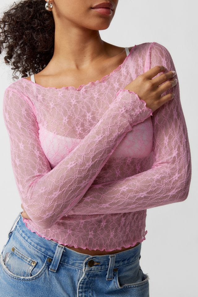 Out From Under Libby Sheer Lace Long Sleeve Top  Urban Outfitters Korea -  Clothing, Music, Home & Accessories