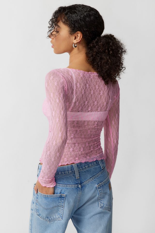 Crack pot luft tom Out From Under Libby Sheer Lace Long Sleeve Top | Urban Outfitters