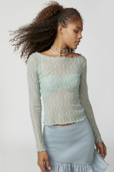 UO Long Sleeve Lace Top