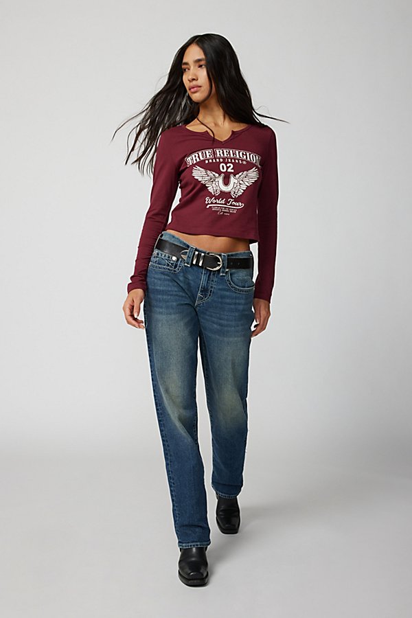 Shop True Religion Uo Exclusive Ricki Mid-rise Relaxed Jean In Tinted Denim, Women's At Urban Outfitters