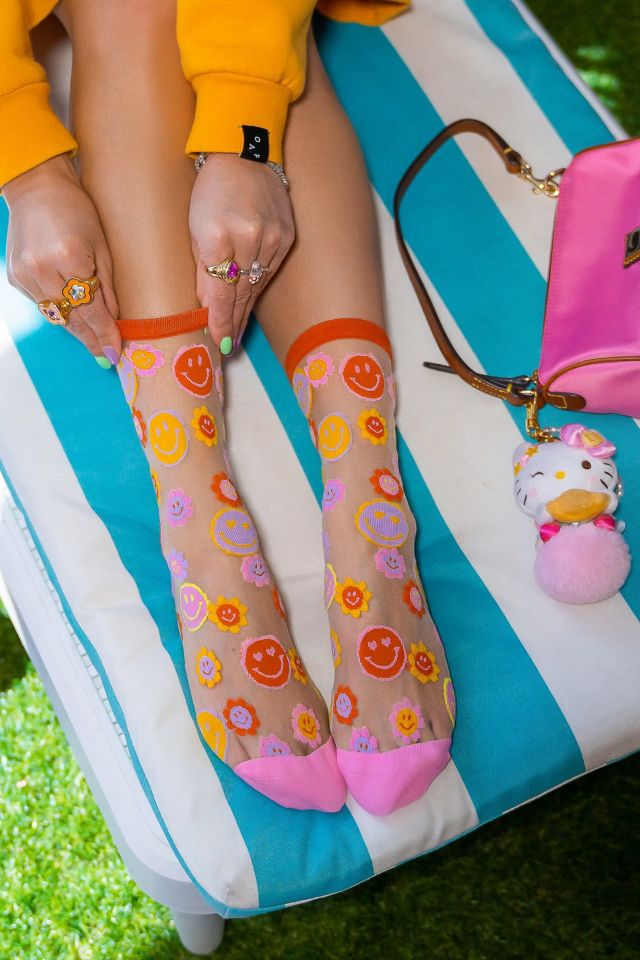 Sock Candy Happy Face Daisy Sheer Sock #2