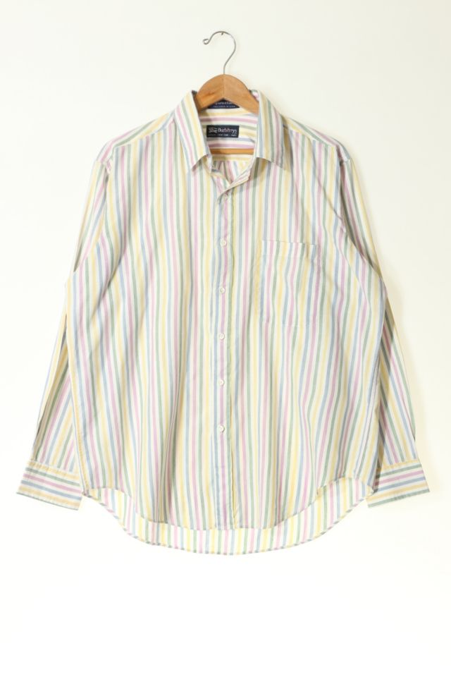 Vintage Burberry 1980s Pastel Stripe Button Down Shirt | Urban Outfitters