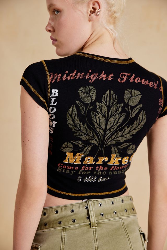 T-Shirt BH - Rot - MIDNIGHT FLOWERS