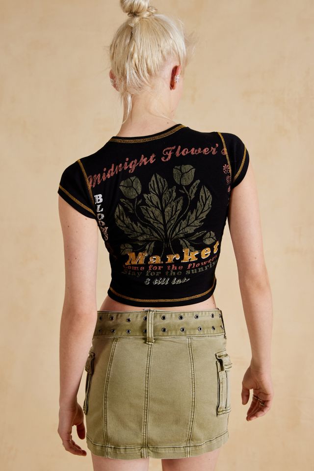 T-Shirt BH - Rot - MIDNIGHT FLOWERS