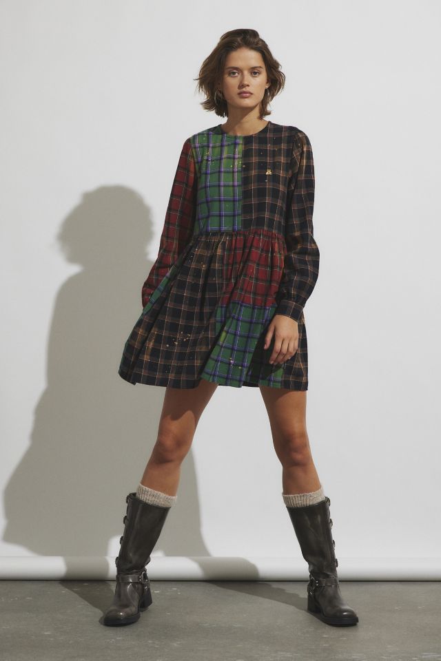 Teddy Fresh Blocked Plaid Bleached Mini Dress #2