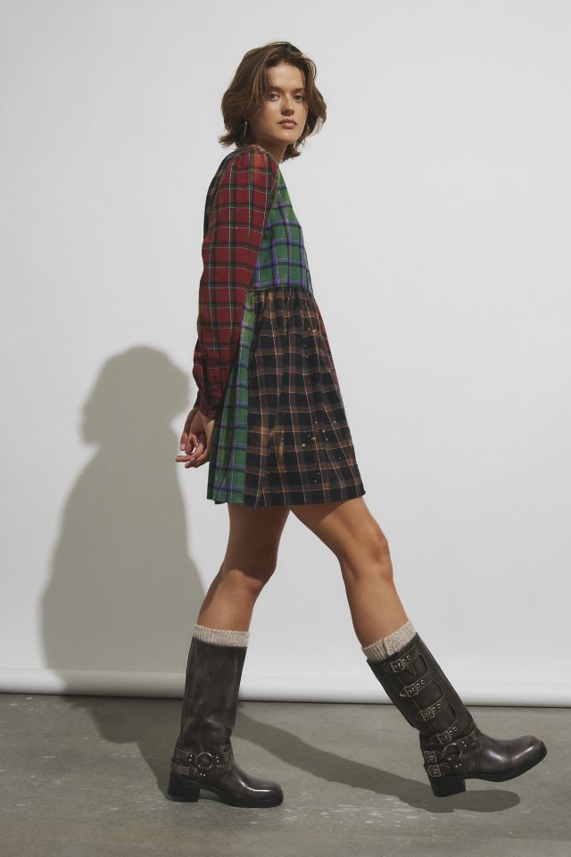 Teddy Fresh Blocked Plaid Bleached Mini Dress #4