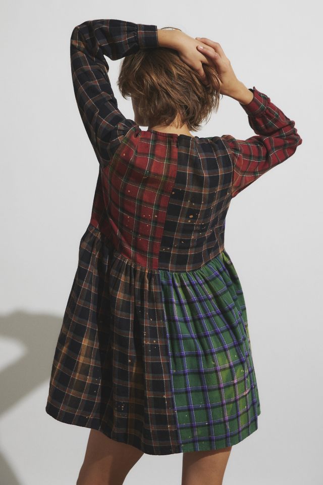Teddy Fresh Blocked Plaid Bleached Mini Dress #5