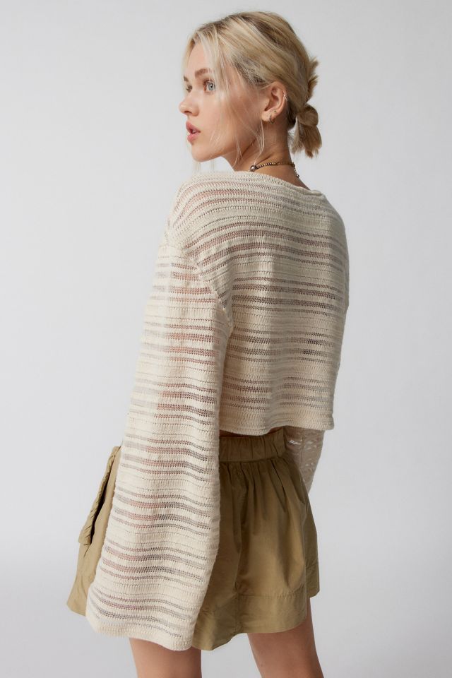 Urban Renewal Remnants Drippy Sleeve Open Stitch Pullover Sweater #3
