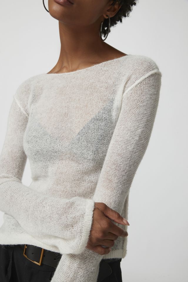 UO Santiago Semi-Sheer Asymmetrical Sweater | Urban Outfitters Canada