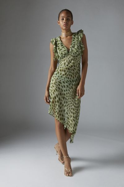 Urban Outfitters Uo Devon Semi-sheer Chiffon Midi Dress In Green