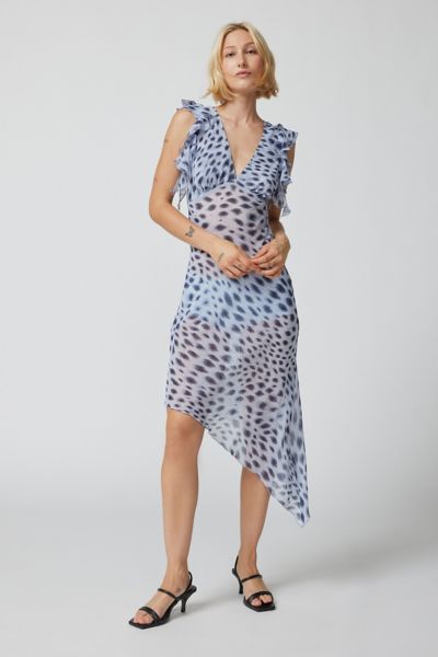 Urban Outfitters Uo Devon Semi-sheer Chiffon Midi Dress In Blue