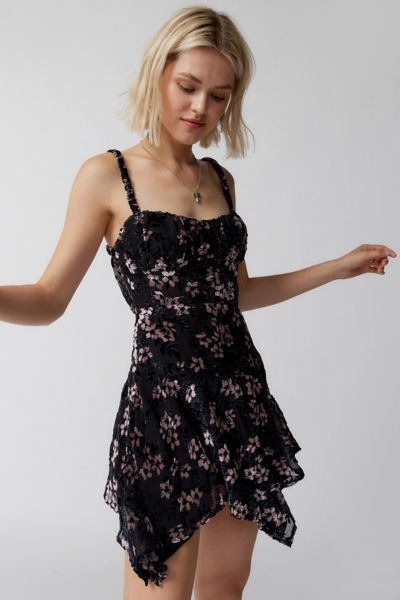 Kiss The Sky Floral Asymmetrical Mini Dress | Urban Outfitters