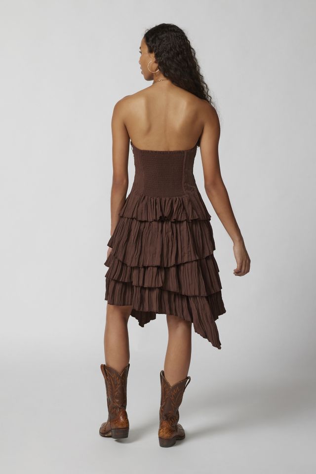 UO Renee Lace-Up Tiered Midi Dress #3