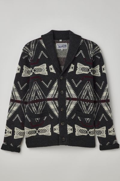 SCHOTT SOUTHWESTERN INSPIRED SHAWL CARDIGAN IN WASHED BLACK, MEN'S AT URBAN OUTFITTERS