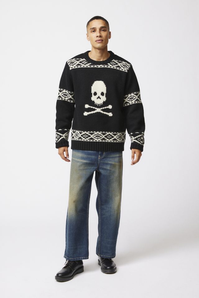 Schott Skull Motif Crew Neck Sweater #1