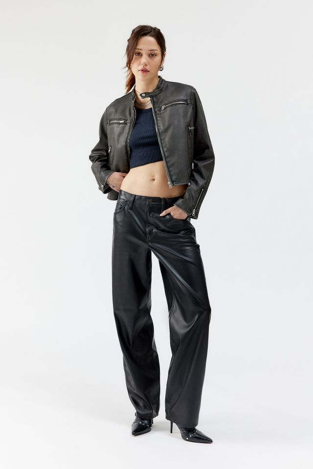 Faux leather baggy on sale pants