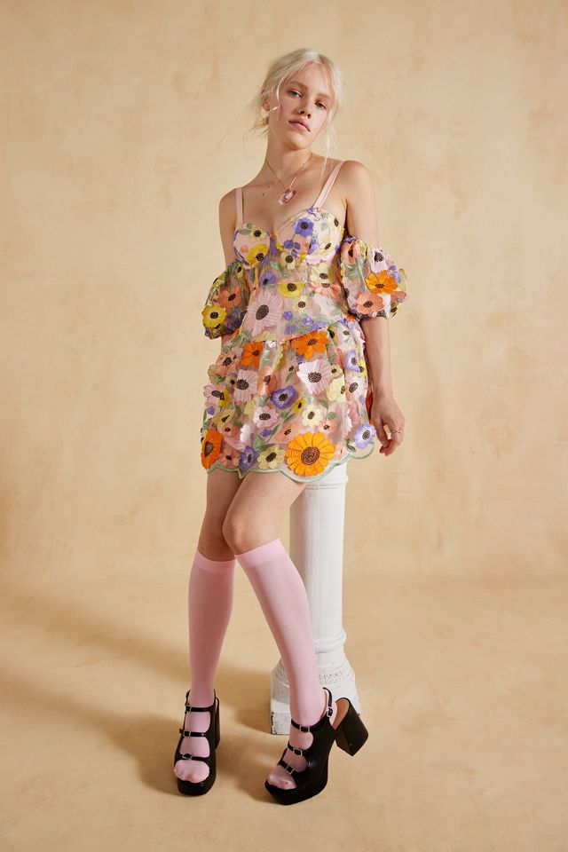 for love and lemons leigh floral mini dress Flower Print 100% Cotton Care Jayleen Mini Dress — White