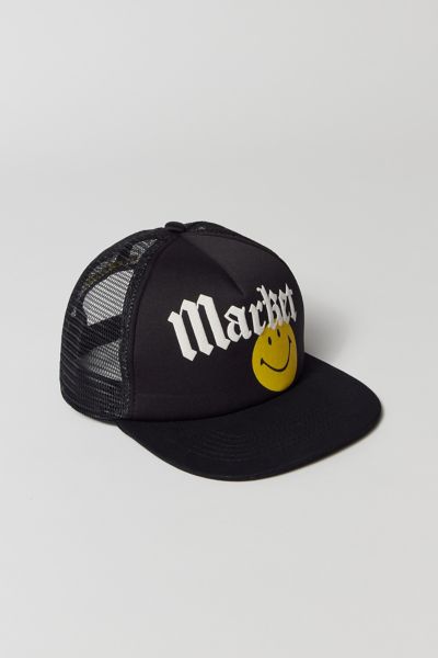 MARKET X SMILEY RHINESTONE TRUCKER HAT IN BLACK, MEN'S AT URBAN OUTFITTERS