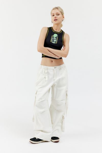 Bdg Strappy Balloon Cargo Jean In White, Women's At Urban Outfitters