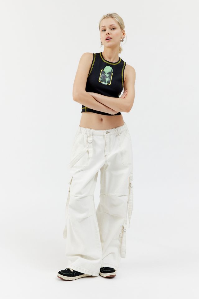 White Cargo Pants Mid Rise