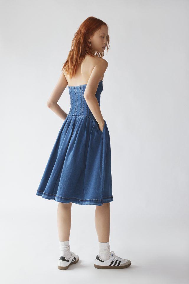 Robe Midi en Denim sans Bretelles UO Gwen #3
