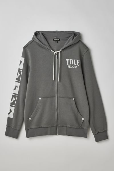 True Religion Edgy Logo Full Zip Hoodie Sweatshirt