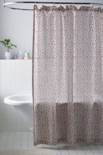Shop Urban Outfitters Clarissa Vine Floral Shower Curtain In White At