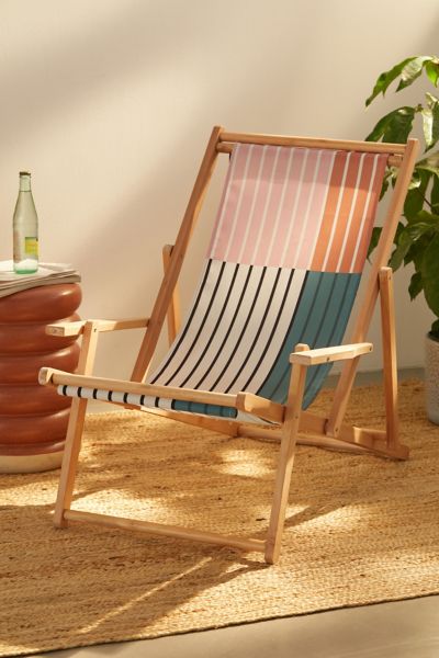 Deny Designs Colour Poems Deny Color Block Line Abstract V Outdoor Folding Chair In Green At Urban Outfitters In Green