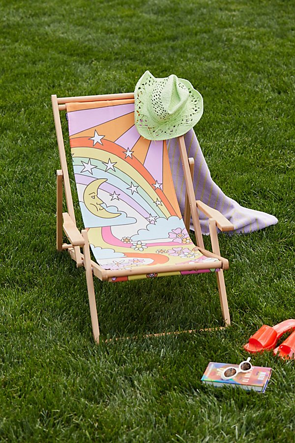 Deny Designs Marta Olga Klara Deny Retro Hippie Boho Print Outdoor Folding Chair In Pink
