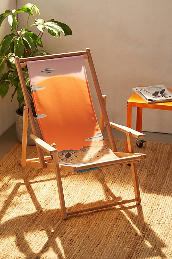 Deny Designs Msgonzalez Deny They've Arrived! Outdoor Folding Chair In Orange