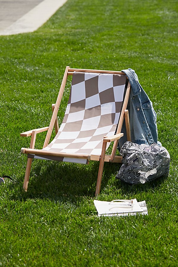 Deny Designs Little Dean Deny Wavy Brown Checker Outdoor Folding Chair