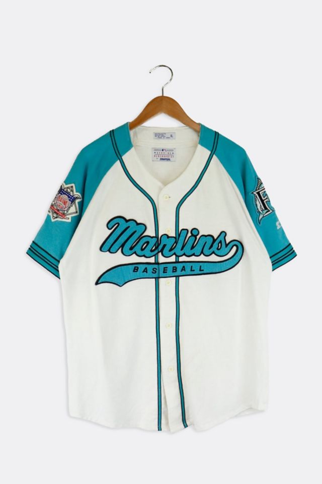 Vintage Starter MLB Marlins Baseball Embroidered Jersey T Shirt