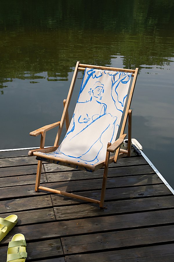 Deny Designs Sandrapoliakov Deny Mystical Forest Blue Outdoor Folding Chair