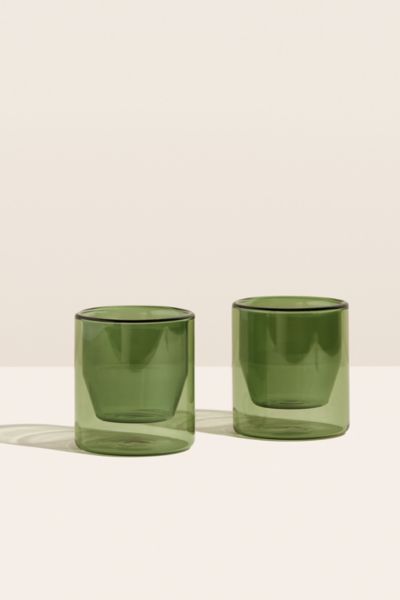 Shop Yield Double Wall 6oz Glass - Boxed Set Of 2 In Verde At Urban Outfitters