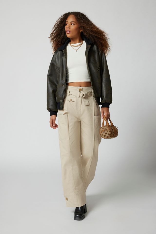 Harper Flutter Sleeve Faux Leather Top Harper Flutter Sleeve Faux Leather Top