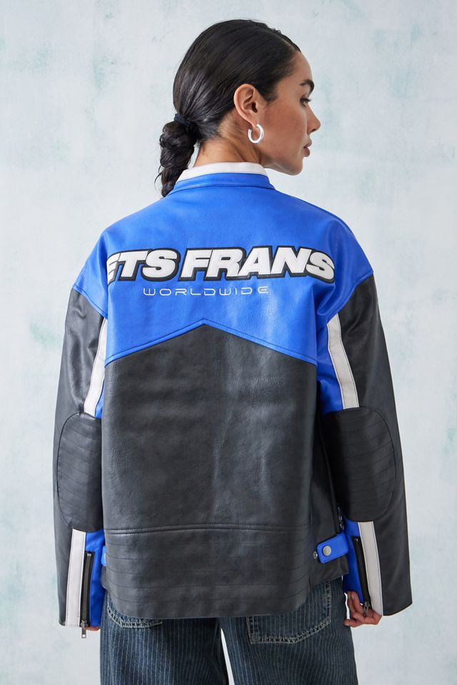 iets frans… Oversized Patch Racer Moto Jacket #3
