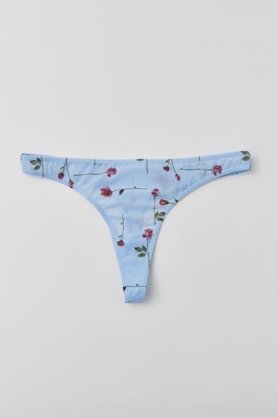 Out From Under Mesh Thong In Powder Blue Floral