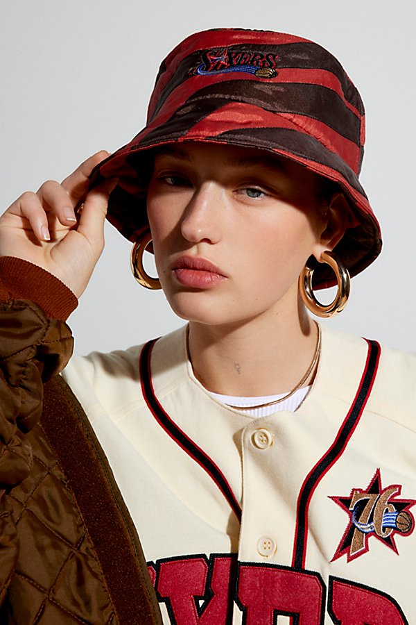 Mitchell & Ness X Melody Ehsani Philadelphia 78ers Quilted Bucket Hat In Red, Women's At Urban Outfitters