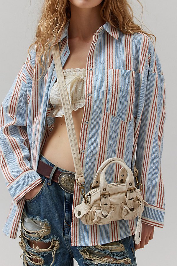 Bdg Mini Denim Duffle Crossbody Bag In Ivory, Women's At Urban Outfitters In Neutral